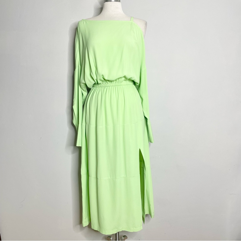 LIVIANA CONTI Silk Blend Long Sleeve Off Shoulder Maxi Dress